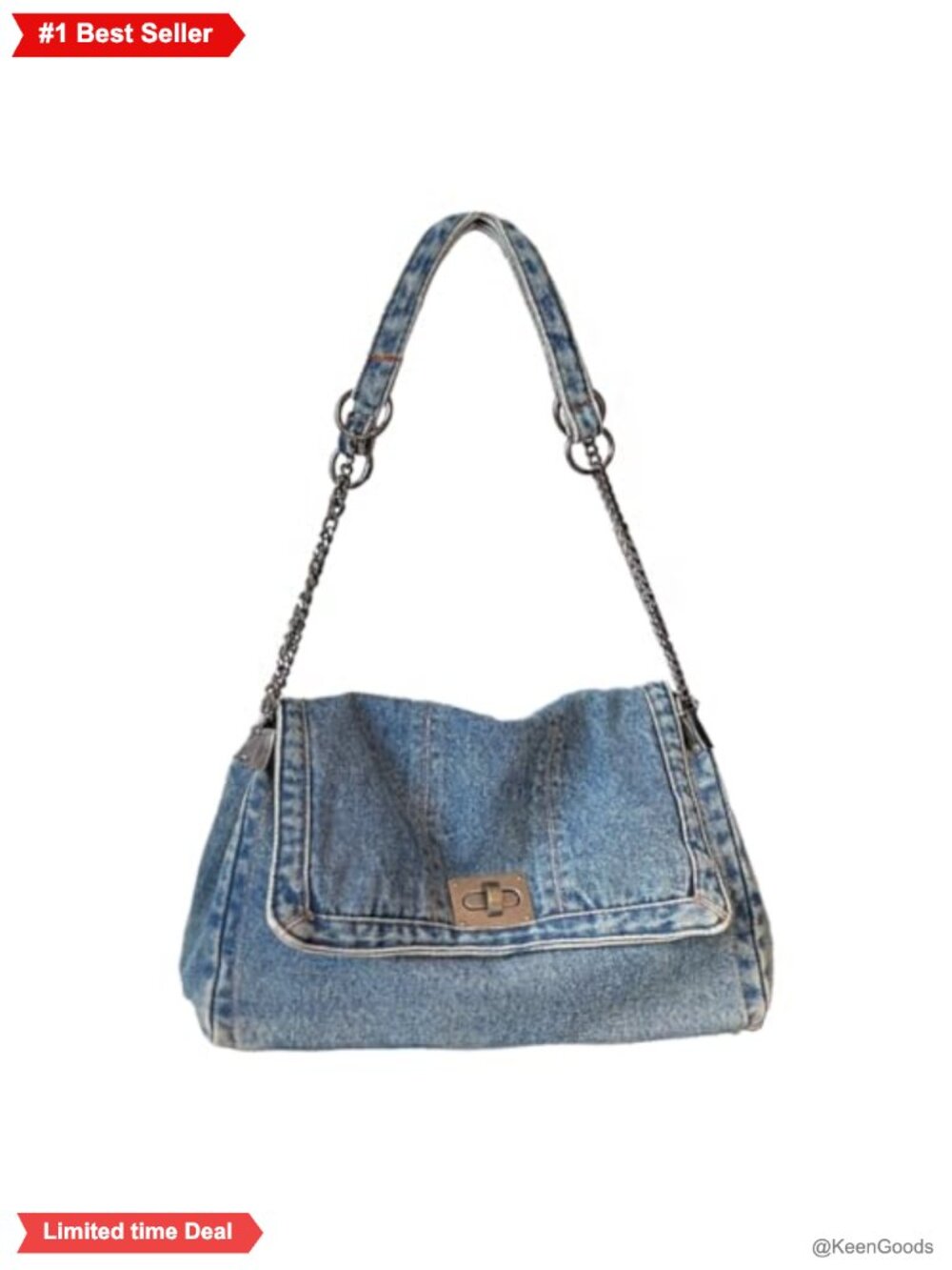 Women's Denim Shoulder Bag Hobo Tote Adjustable Chain Crossbody Purse